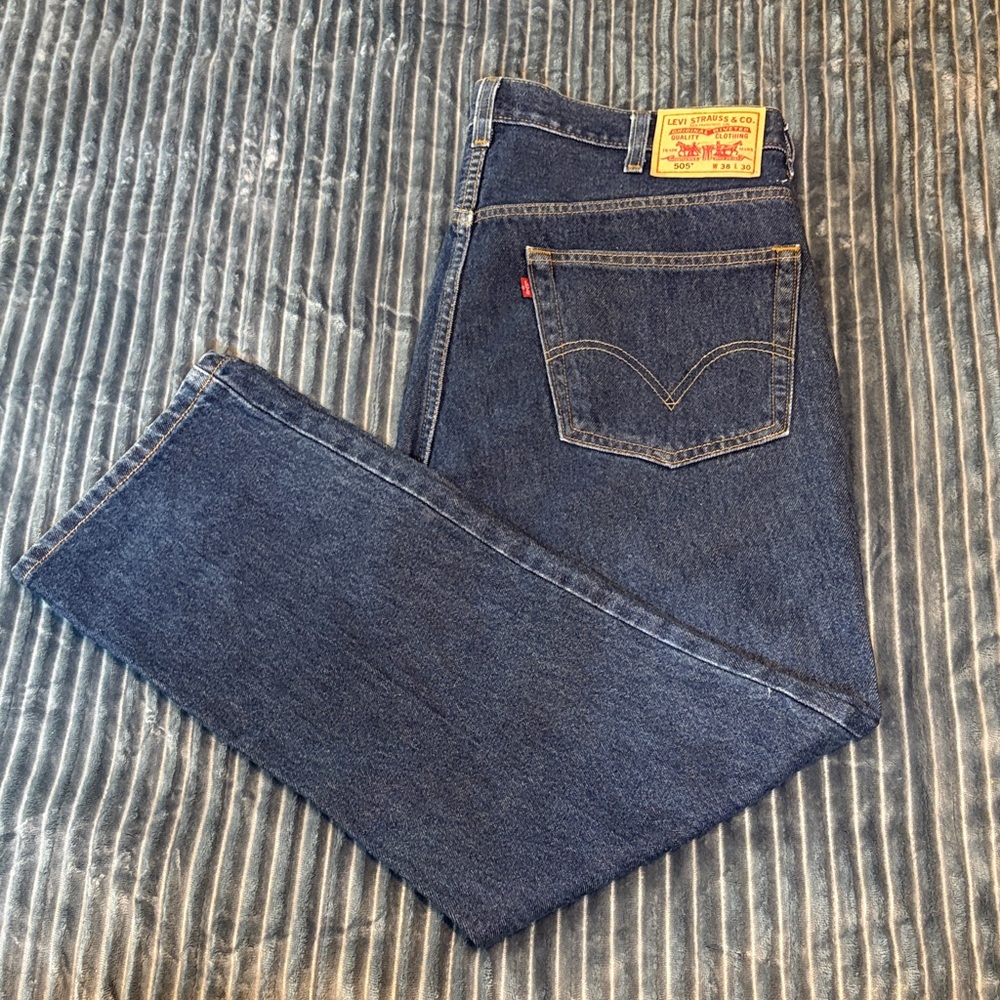 Levi's 505 Regular Fit Men's Dark Blue Straight Jeans 38x30